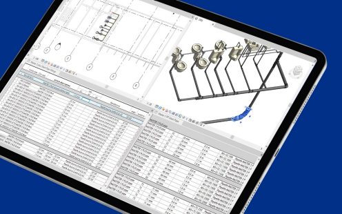 Kuvassa tabletti, jossa BIM- suunnittelua