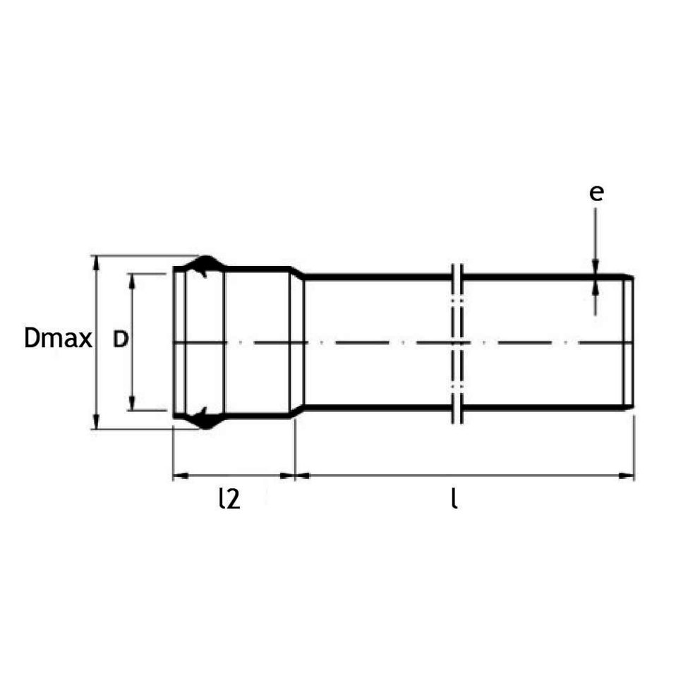 Technical drawing PVC sewage pipe SN8 smooth 