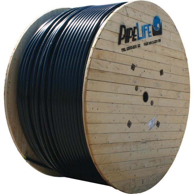 pe black opto pipe in wooden drum