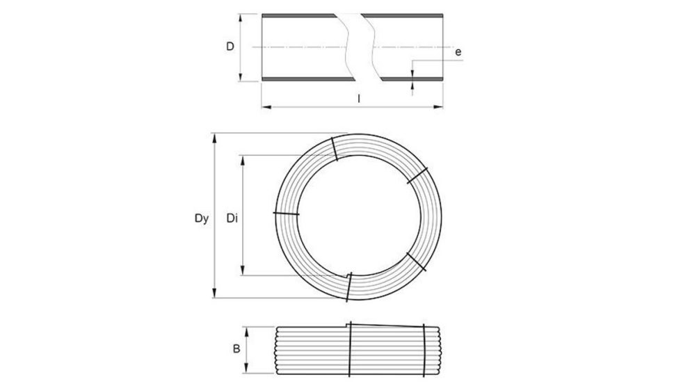 Measurement drawing coil and smooth pipe