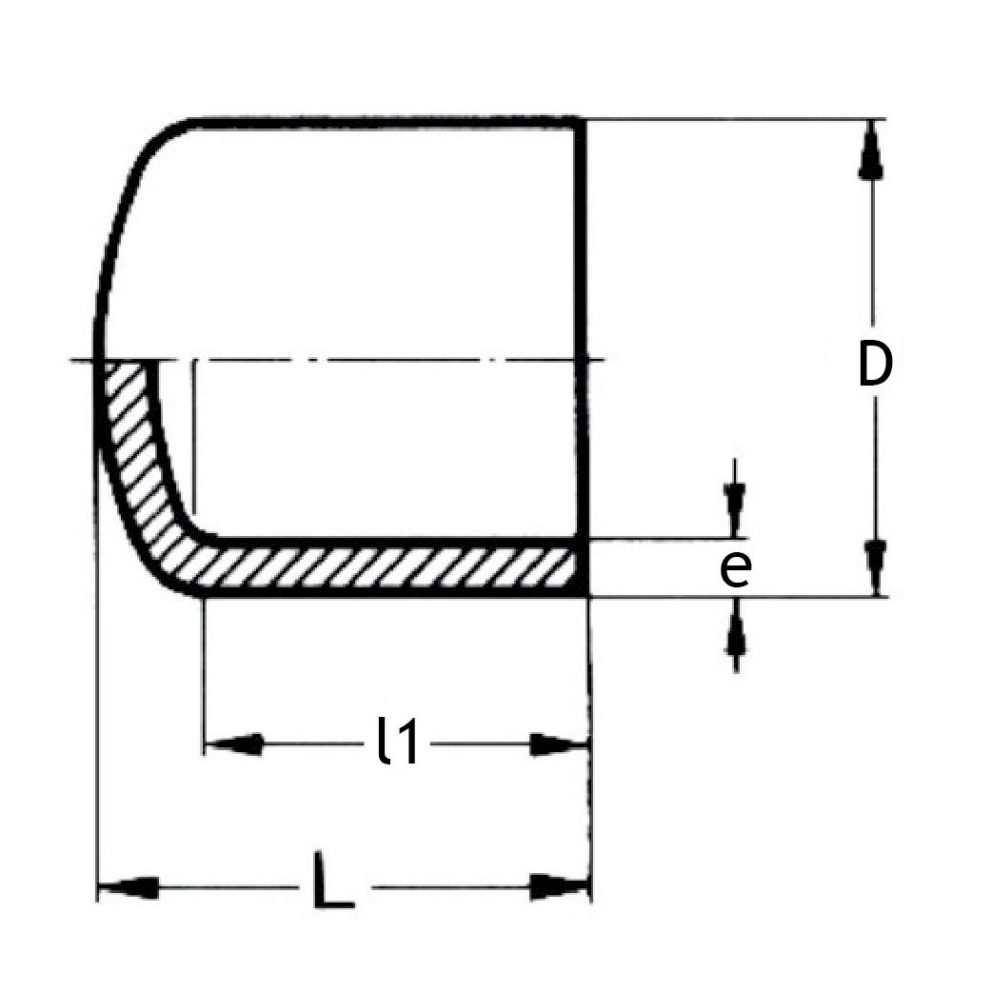 Technical drawing PE100 end cap SDR 11 for electrofusion coupler