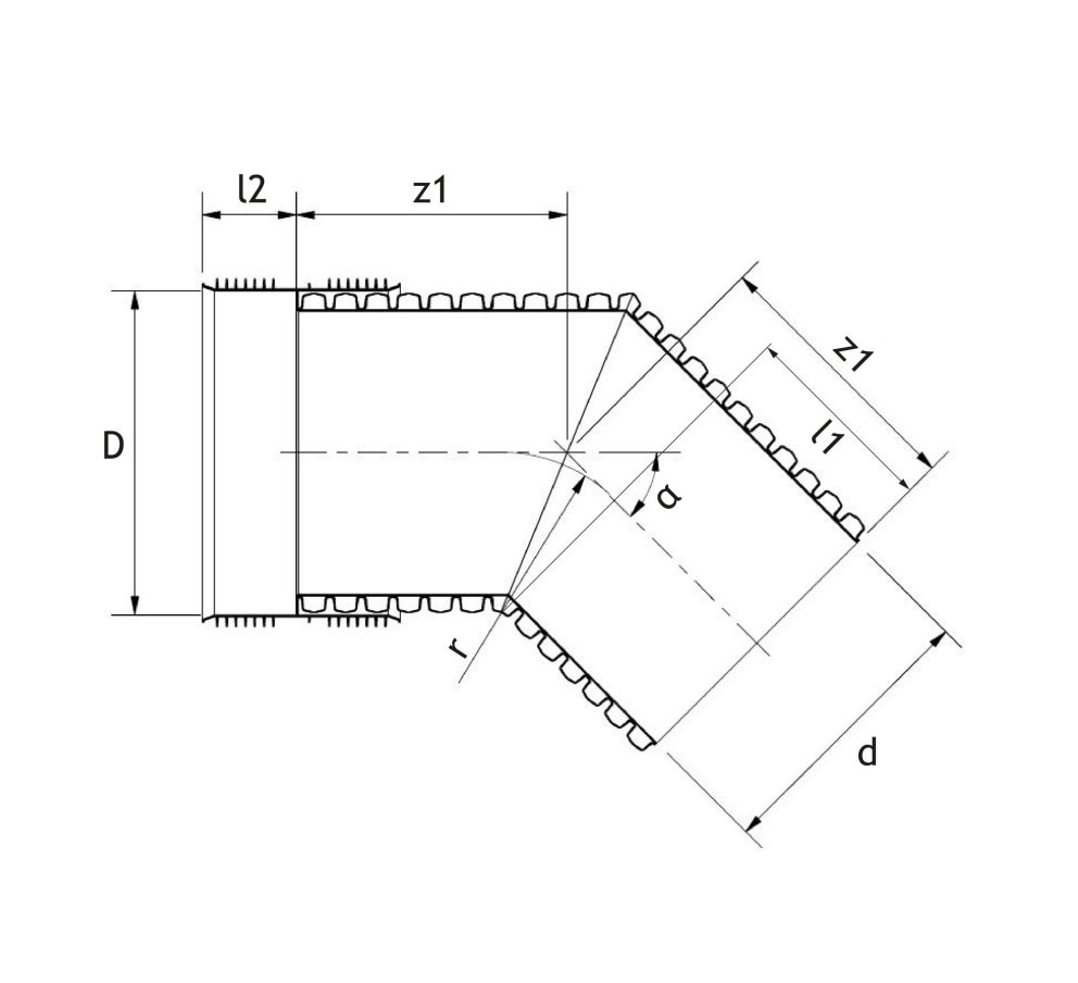 Technical drawing PP pragma/infra bend