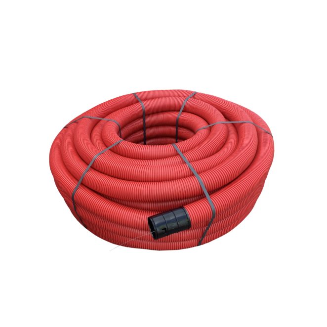 PE cableprotection corrugated pipe with wire coil red 
