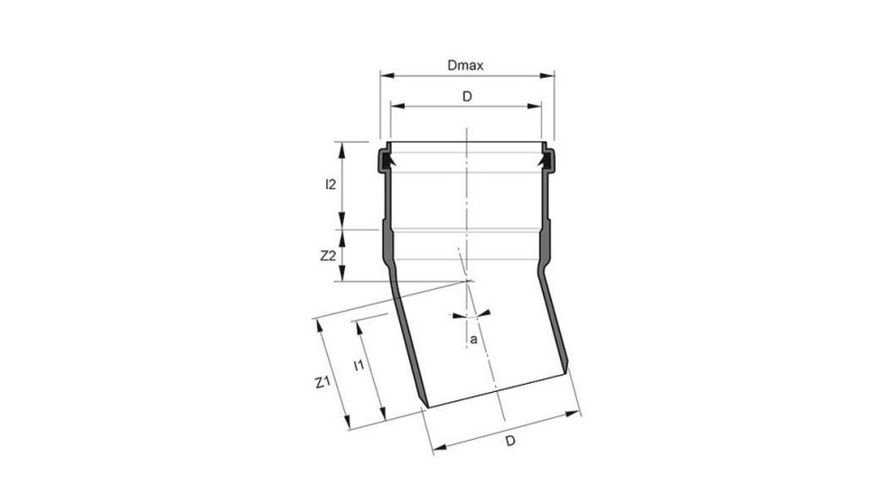 Measurement drawing bend 15gr 1 socket Eurosocket