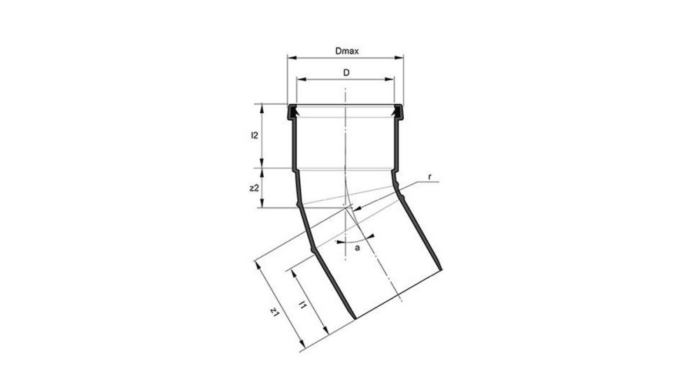Measurement drawing bend 30gr 1 socket segmented